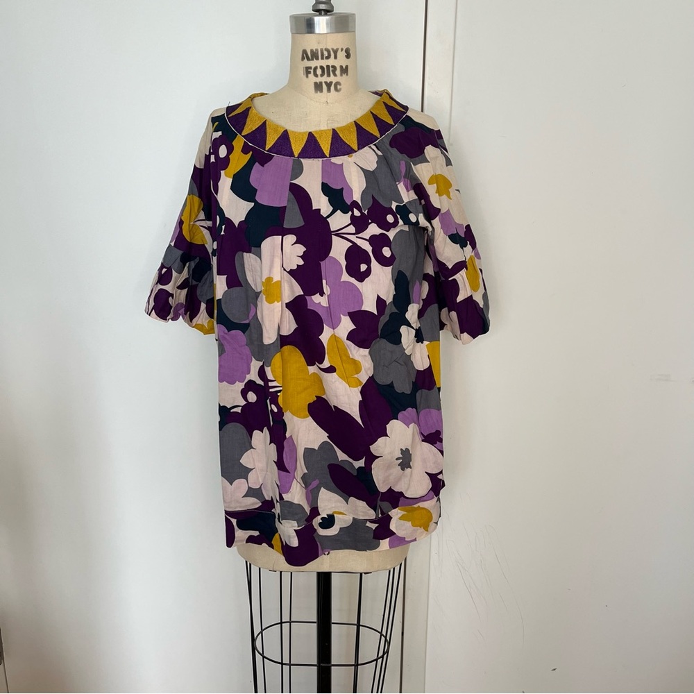 Roberta Freymann Purple Floral Tunic. Size L